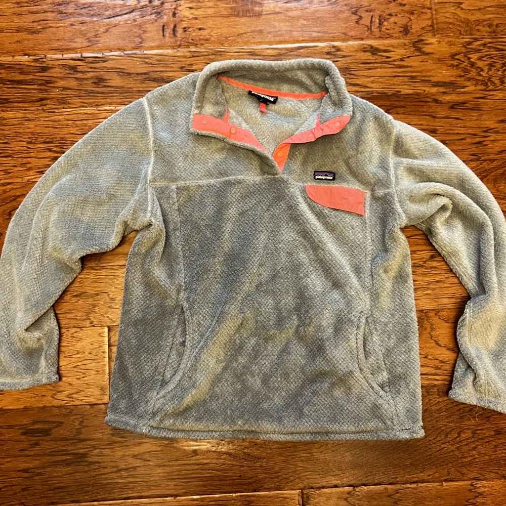 Women’s Patagonia Jacket Fleece - Grey and Coral Pink